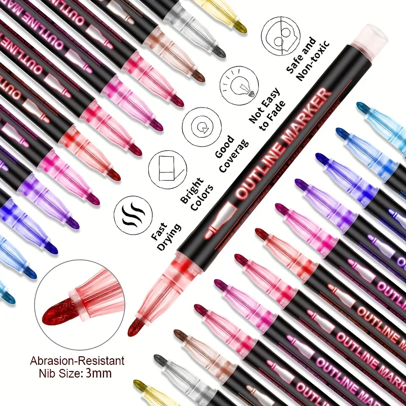 Fluorescent Highlighters, Non-bleed, Smooth Writing Dual-Tip Markers for Note-taking,Art Projects,Office Supplies & Easter Gifts image 2