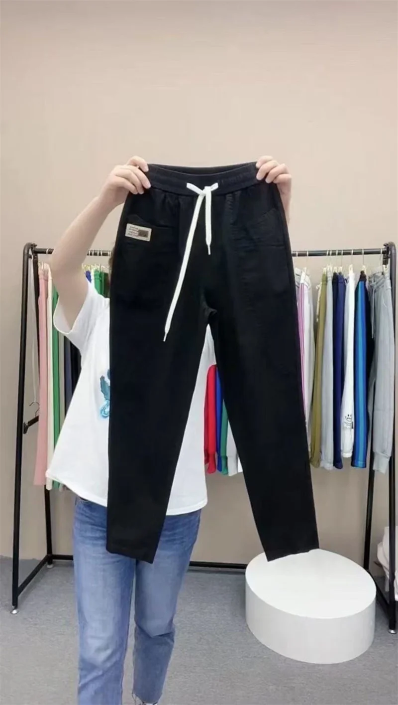 Spring Summer Women's Harem Pants High Waist Straight Casual All-match Pants Women Fashion Loose Cotton linen Trousers Female