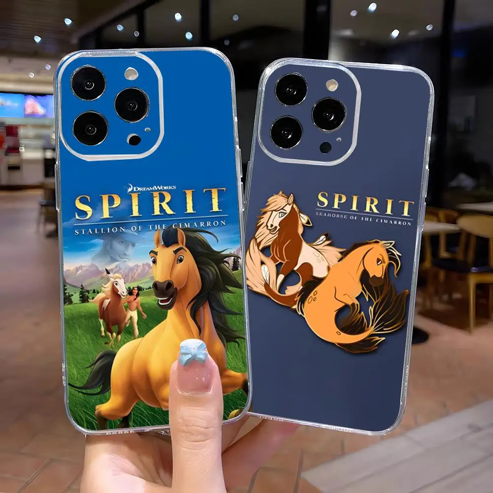 

Spirit Stallion Horse Phone Case for iPhone 16 e 15 14 8 7 Plus 13 12 mini 11 XR XS X Pro Max anti transparent drop cover