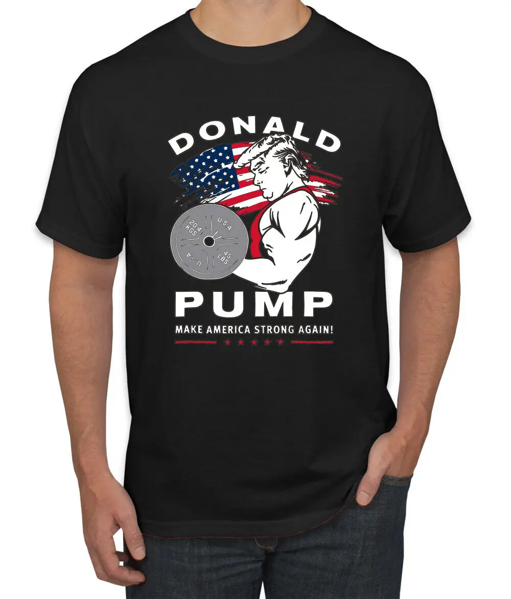 

Donald Pump Забавная мужская футболка для тяжелой атлетики США, политическая наступательная футболка