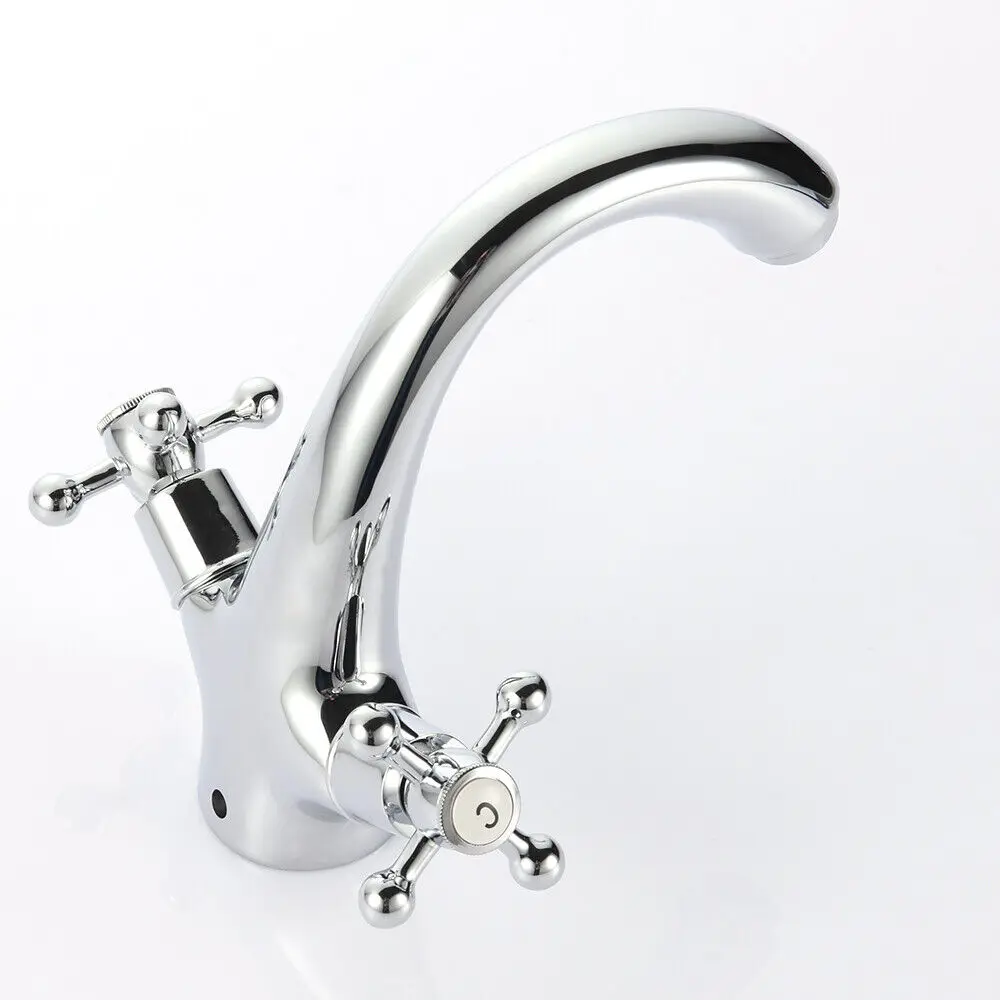 Faucet Two-handle Bathroom Kitchen Faucet Chrome Washbasin Cross Handle Washbasin Faucet 1/2\