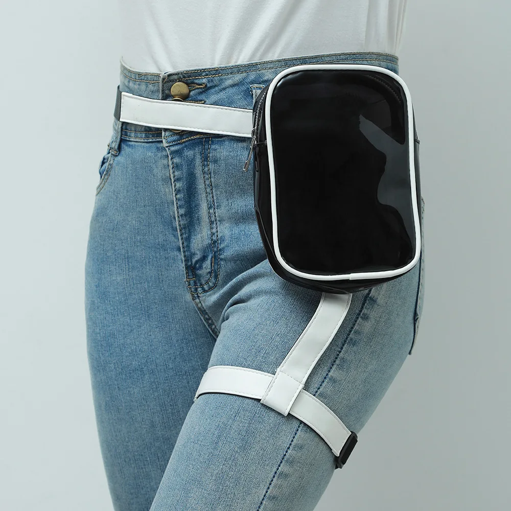 Trendy Stylish Black Women Waist Leg Belt Leather Cool Girl Bag Fanny Pack for Outdoor Hiking Motorcycle Сумка Мужская Leg Bag
