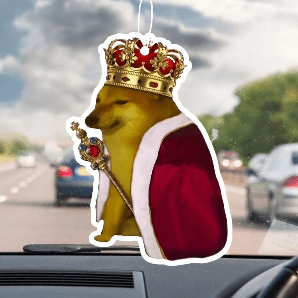 Britischer König-Frosch-Hunde-Auto-Duftaufhänger – Royal Humor Meme, Spiegelentlüftung zum Aufhängen, anhaltender Duft