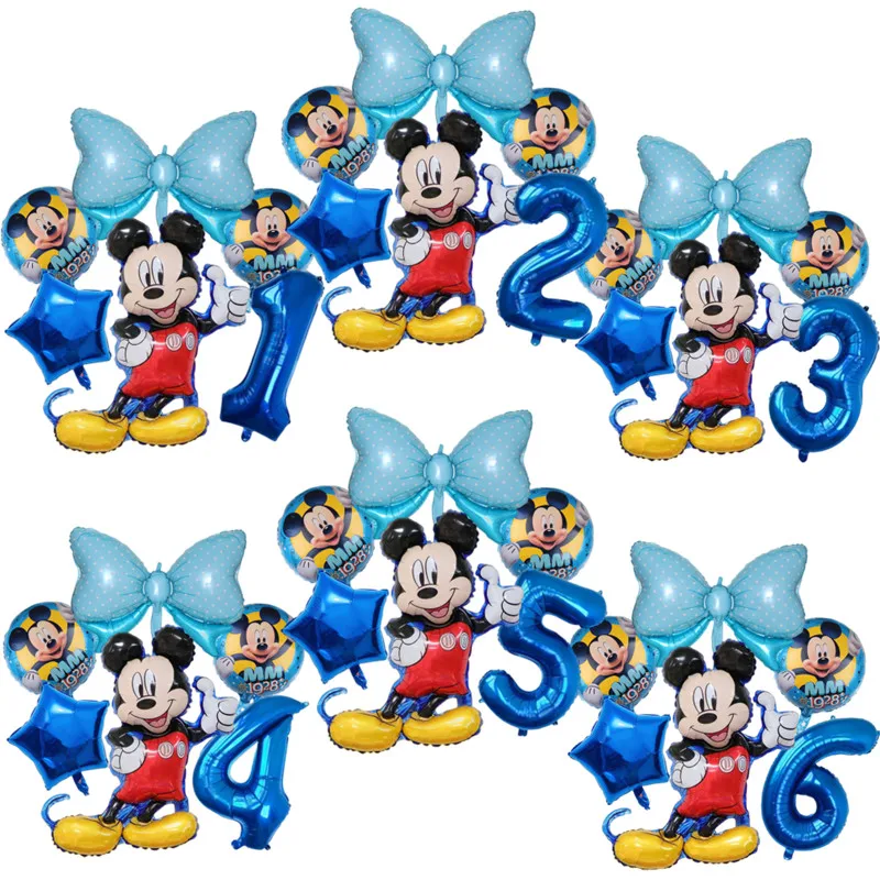

1set Disney Blue Mickey Mouse Foil Balloon Girl's Birthday Party Decoration 1 2 3 4 5 6 7st Baby Shower Supplies Kids Toy Globos