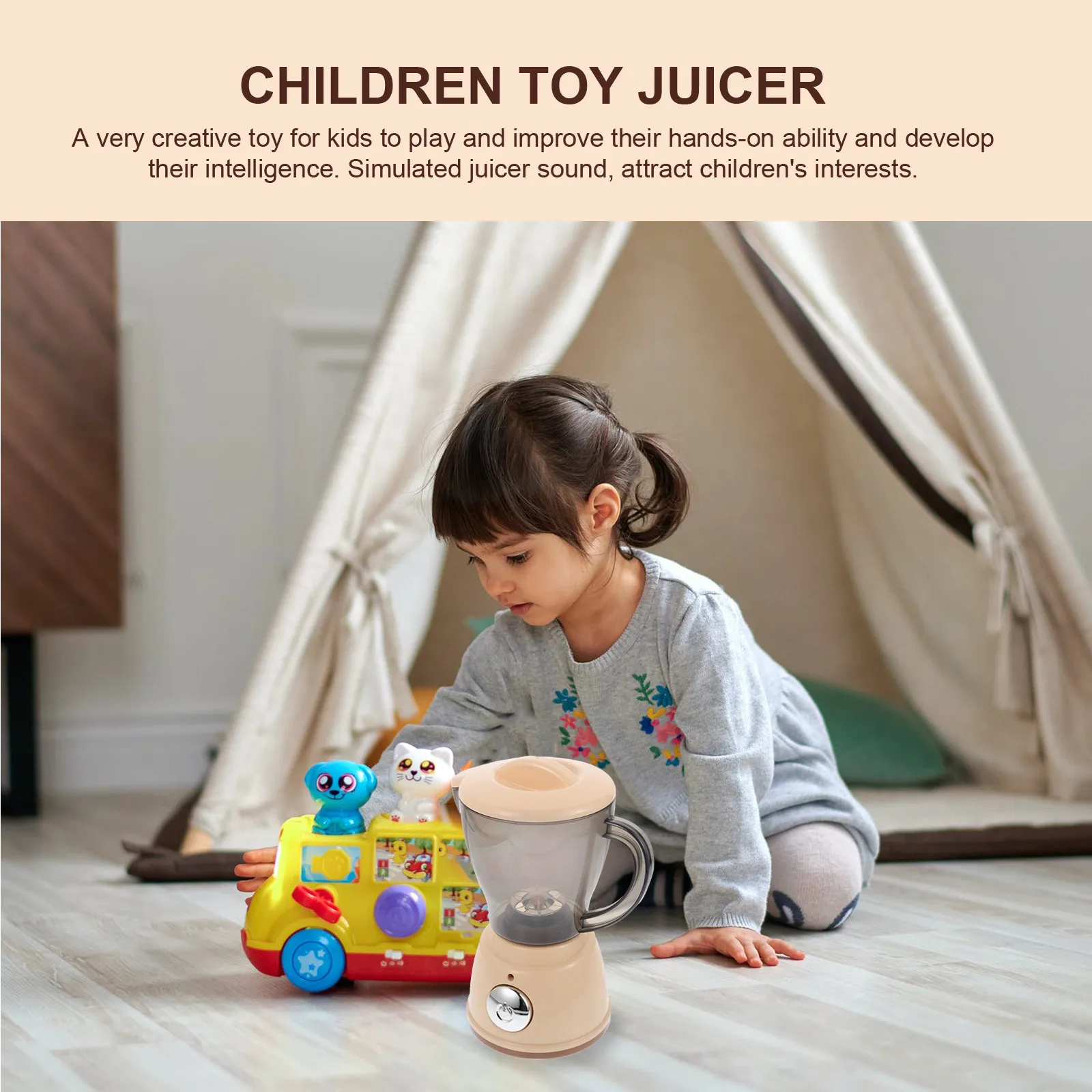 1-個ジューサーミニチュア子供用ジューサーマシンおもちゃ-スキル開発用面白い模擬サウンド装飾品