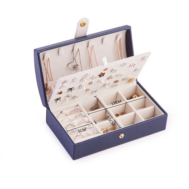 Simple Arched Portable PU Storage Box Double-Layers Small Earring Ring Necklace Multifunction Leather Jewelry Packaging Box