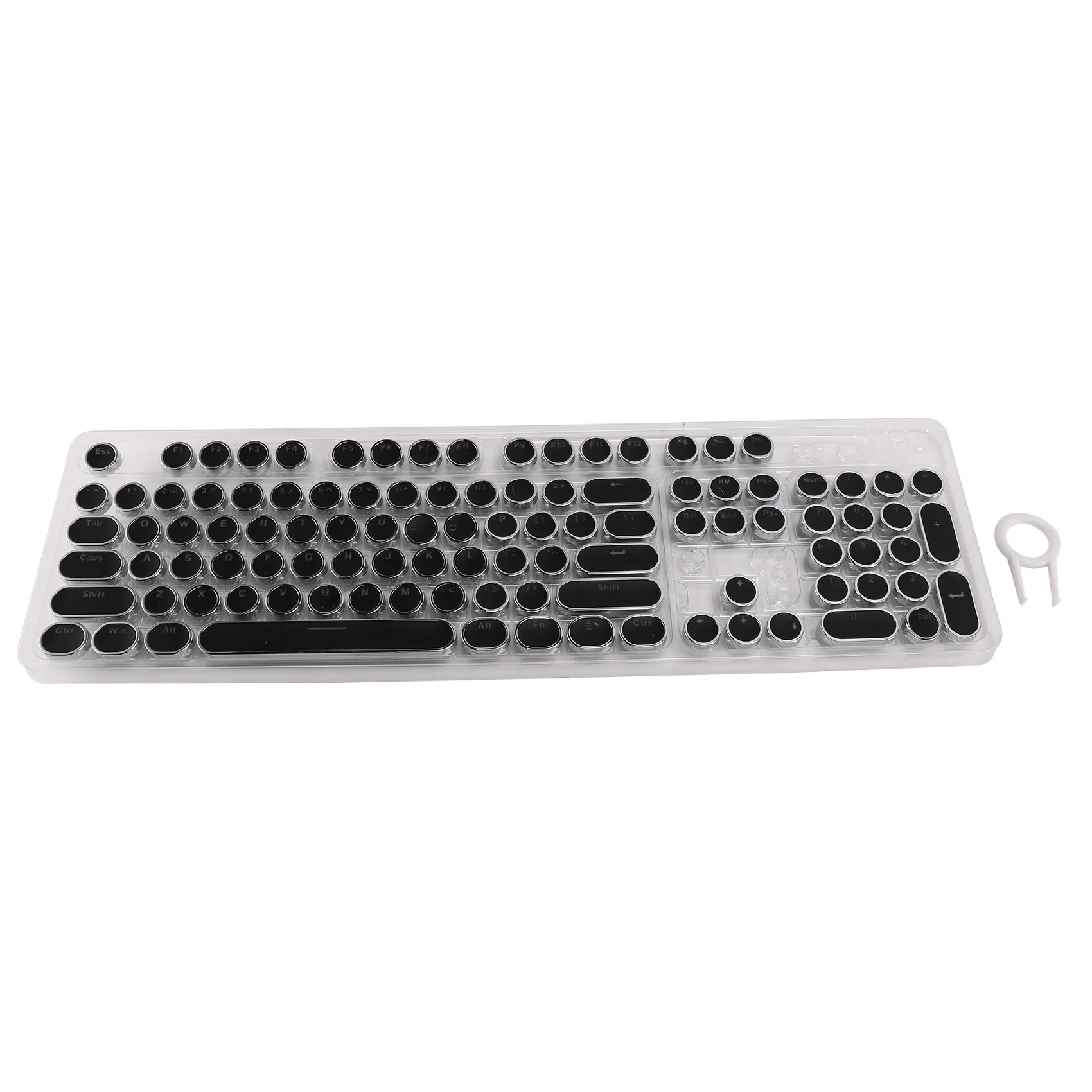 A53M-104-Key Retro Round Keycaps Double Lens DIY Typewriter Keycaps For Backlit Mechanical Keyboard Round Keycaps