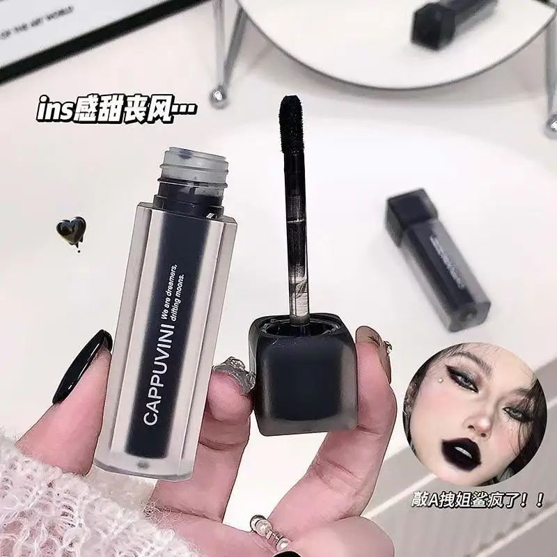 Punk Gothic Lipsticks Matte Velvet Lip Glaze Dark Brown Lip Gloss Waterproof Nude Base Lip Tint Mud Korean Makeup Cosmetics