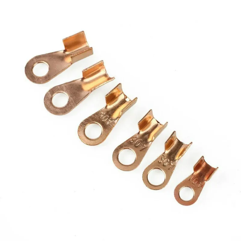 70pcs OT-10A 20A 30A 40A 50A Dia Red Copper Circular Splice Ring Terminal Wire Naked Battery Cable Connector lugs Terminals