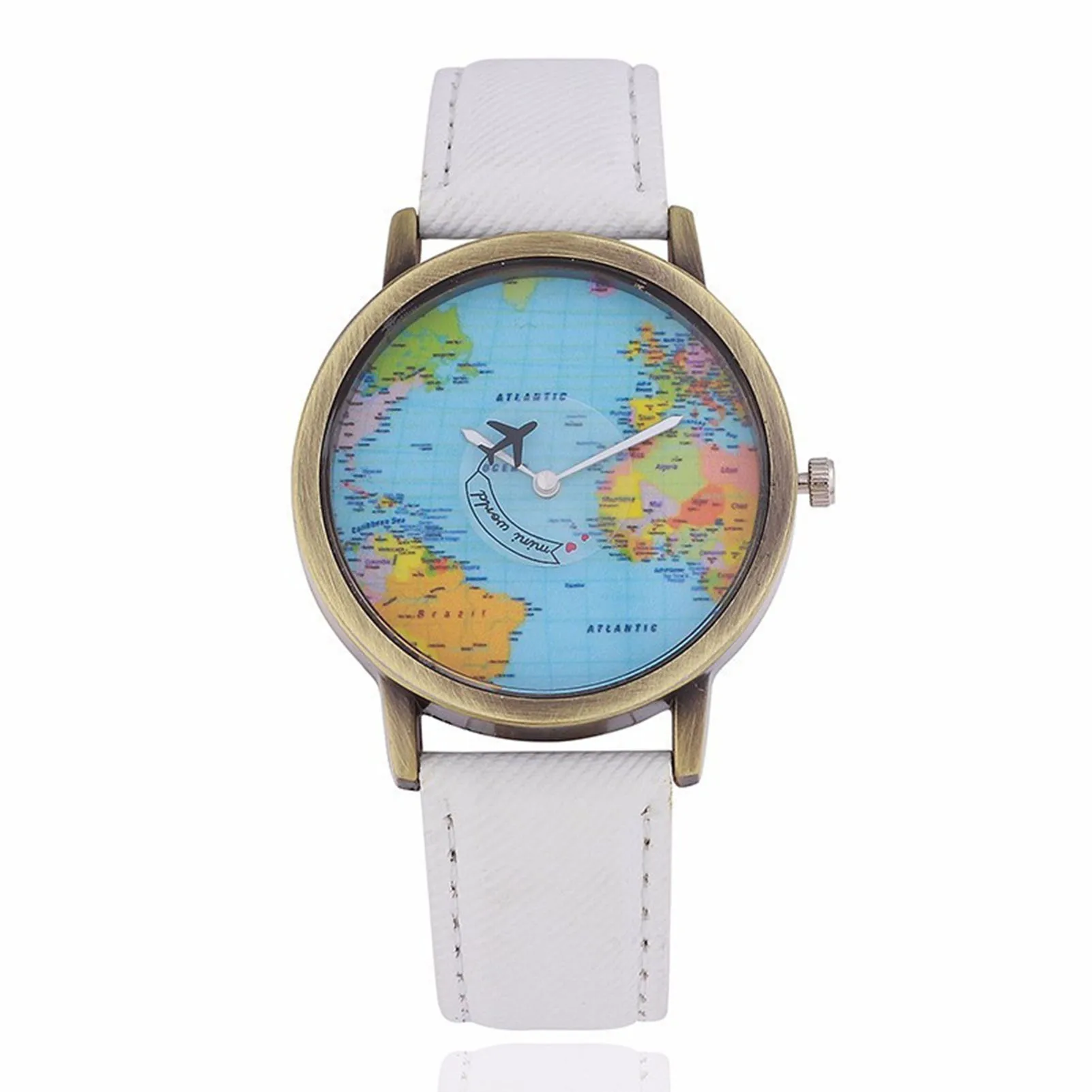 Women's Stainless Steel Quartz Watch Band Watch with World Map for Business Meeting Dating