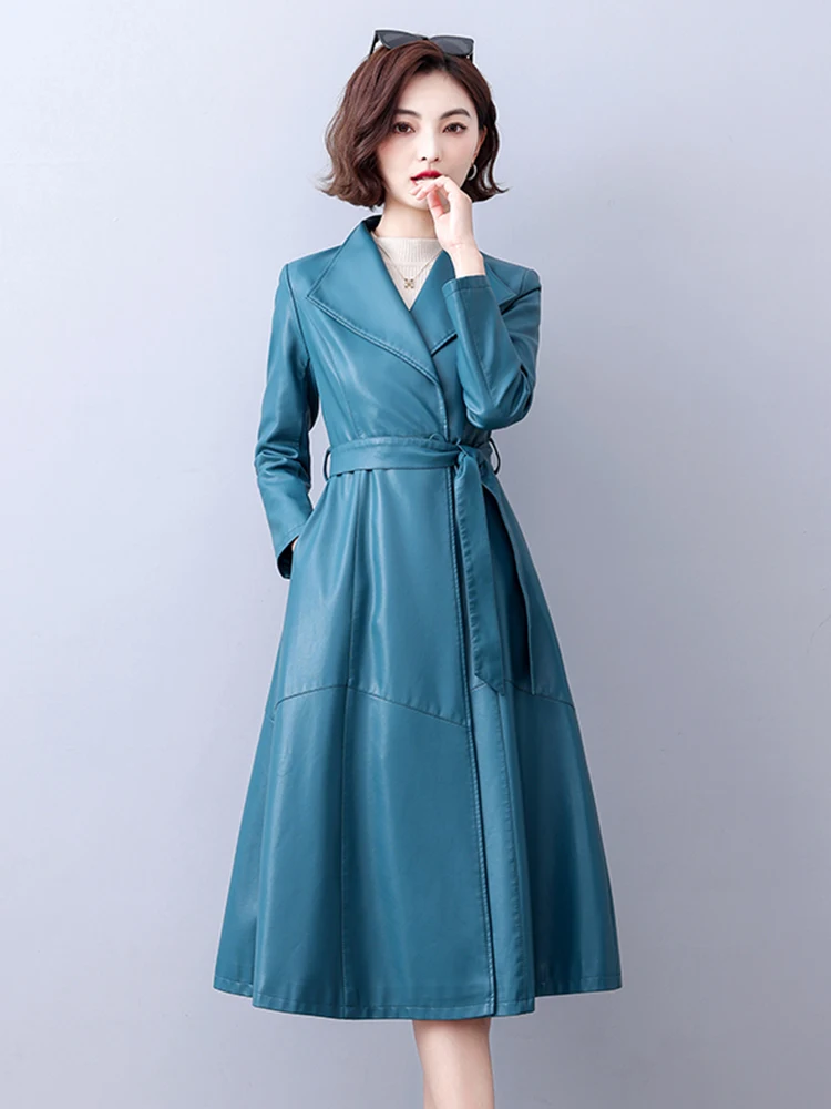 Nuovo Cappotto in Vera Pelle Lungo Primavera-Autunno 2025, Elegante Cappotto in Pelle di Agnello Snellente per Donna, Giacca in Pelliccia per il Pendolarismo