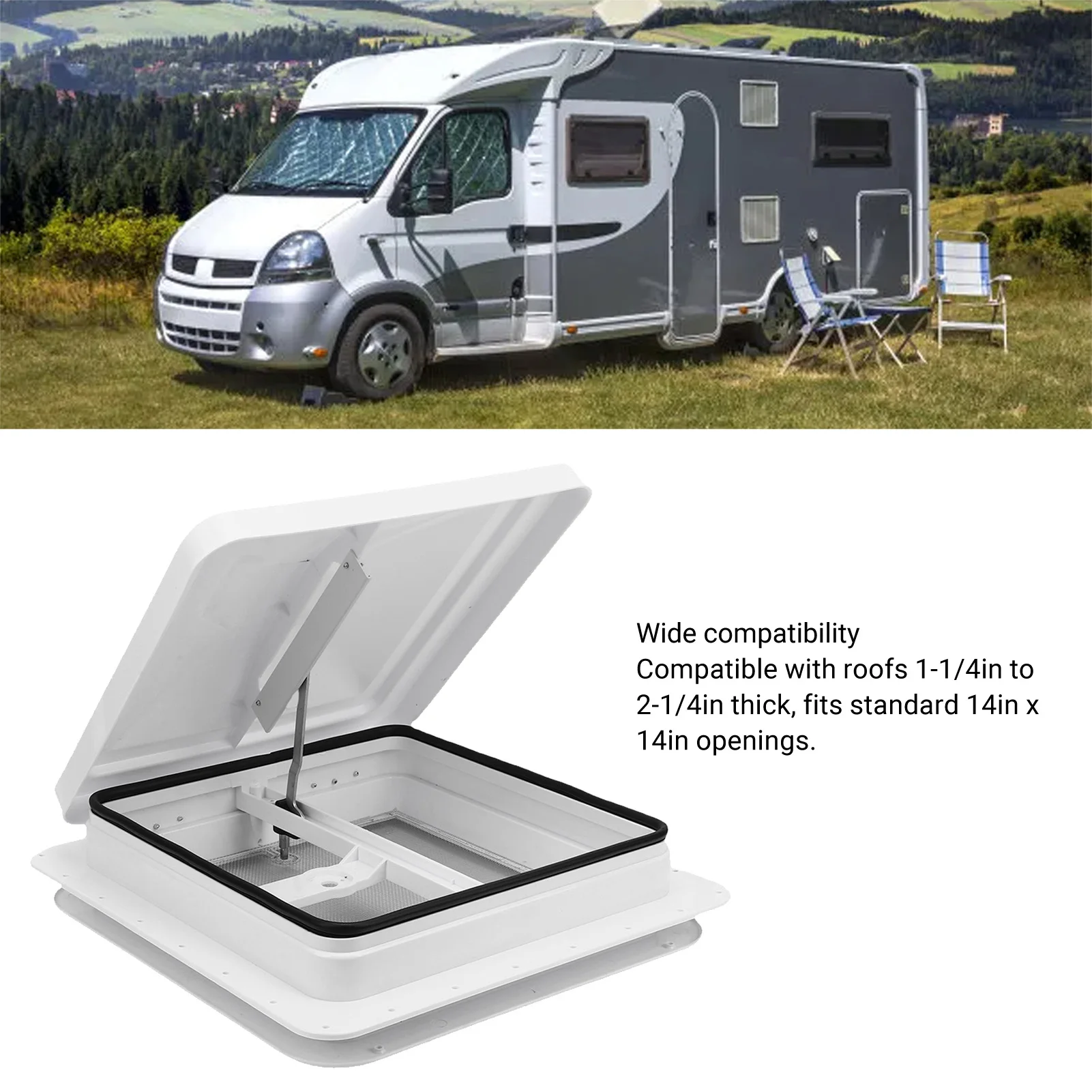 RV Ceiling Vent 14x14in RV Roof Vent Kit Manual for RV Motorhome Trailer Improve Air Circulation Wide Compatibility