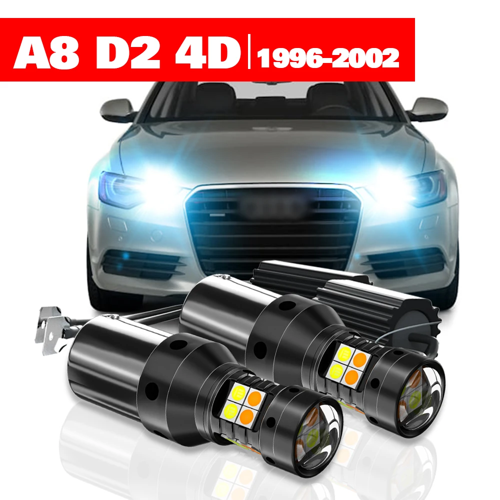 For Audi A8 D2 4D 1996-2002 2pcs LED Dual Mode Turn Signal+Daytime Running Light DRL Accessories 1997 1998 1999 2000 2001