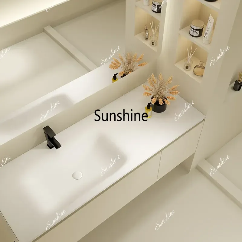 Bathroom Sink Vanity Custom Imported Dupont Corian Combo Integrated Basin Wash Sink Cabinet 60 Inch Bathroom Vanity Free Shippin