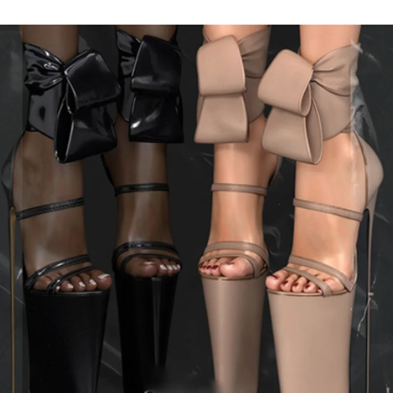 

Solid Bow Knot Plus Platform Sandals Peep Toe Thin High Heel Fashion Sexy Summer Big Size 2025 Woman Shoes Zapatillas Mujer