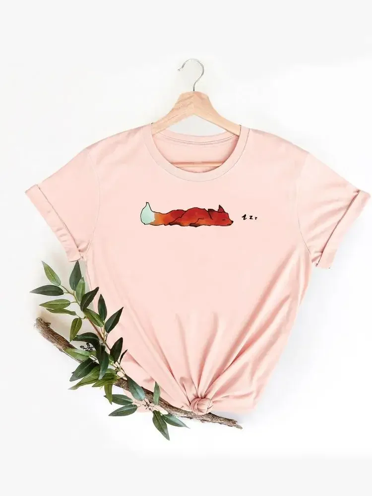 Animal Trend Cute Lovely Clothing Summer Top Basic Women Clothes Fashion Short Sleeve Print T Shirt Tee Graphic T-shirt