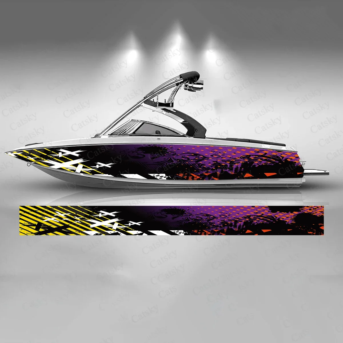 

Purple Black Geometry Boat Sticker Fashion Custom Fish Boat-Sticker Vinyl Waterproof Boat Wrap Graphic Boat Wrap Decal