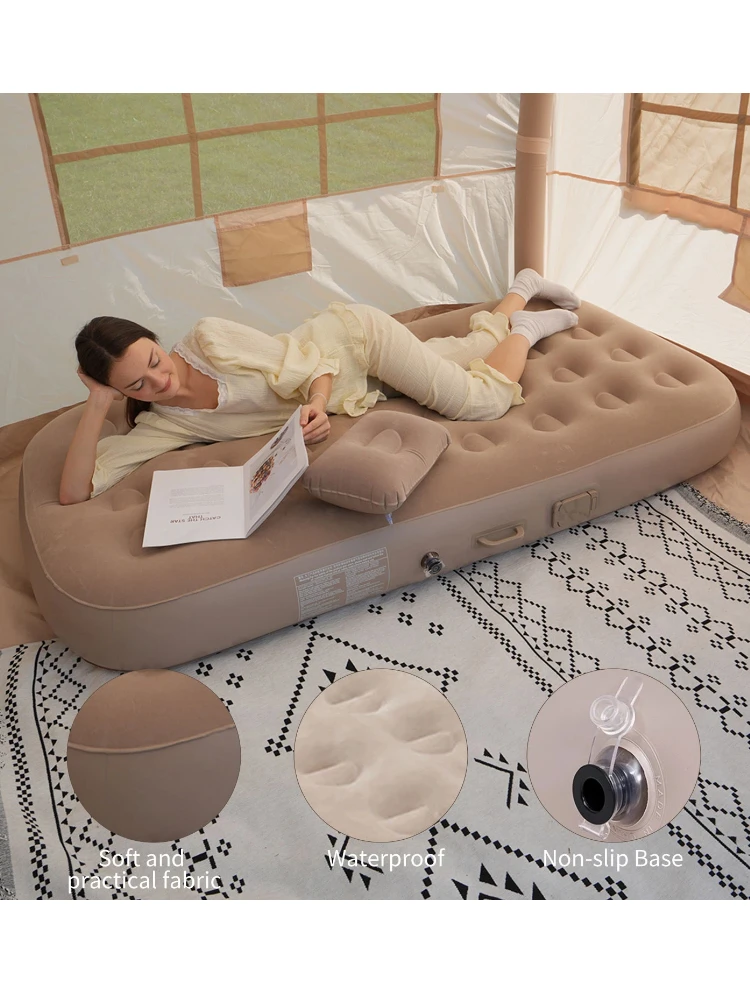 Opblaasbaar campingbed met ingebouwde pomp, LED-verlichting, opvouwbaar, voor 1/2 personen, draagbaar buitenbed - afbeelding 2