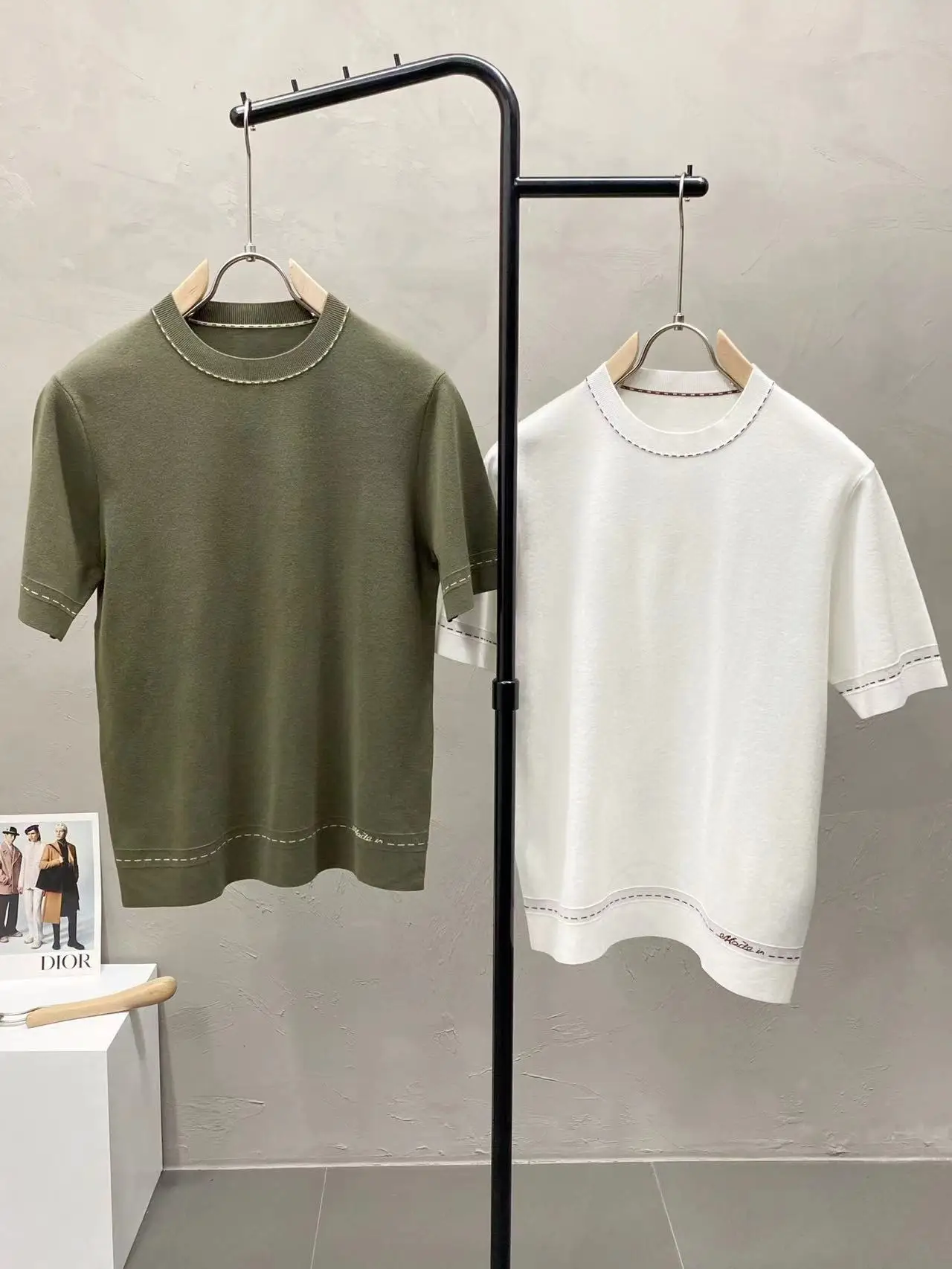 Early Autumn New Mulberry Silk Wool Blended Short Sleeve T-shirt Fashionable BC Simple Knitted Business Casual Men\'s Half Sleeve