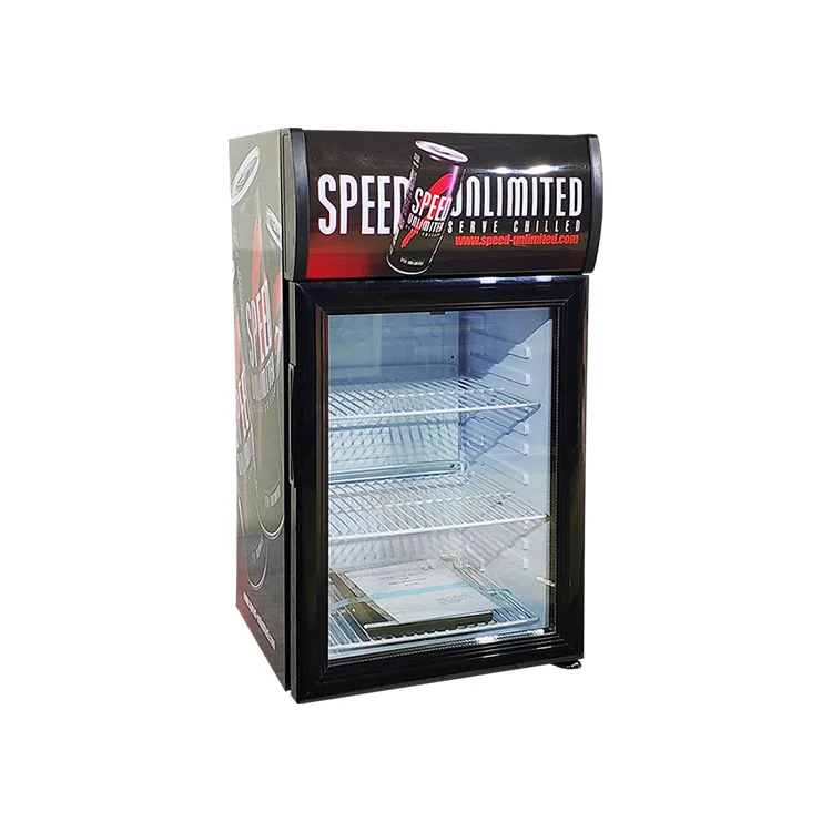 Refrigerador de bebidas vertical con pantalla de puerta, dispensador de bebidas pequeño, máquina para oficina o Bar con ajustable