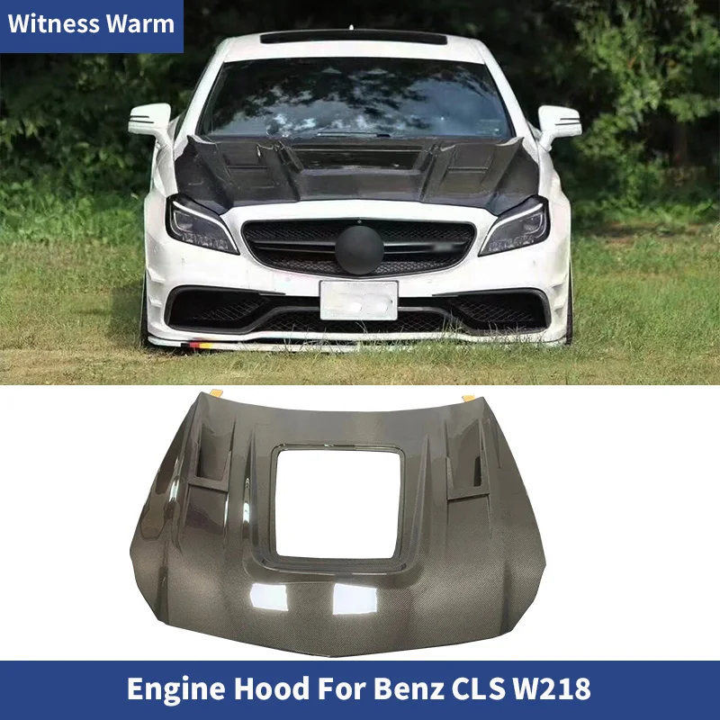 

W218 Carbon Fiber FRP Transparent Front Engine Hood Bonnets Covers for Mercedes Benz CLS W218 CLS63 Modified Car Body Kit