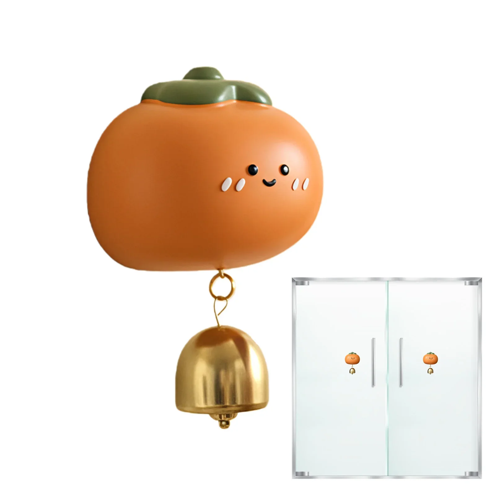 Resin Persimmon entrance Doorbell Ornament Door Opening Bell Wind Chime Magnets Fridge Brass Shop Door Bell for Home Front