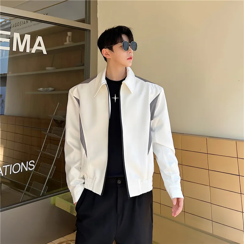 

Autumn New Loose Casual Contrast Color Jaet for Couples Men Women Motorcycle Sle Sport oulder Pad Jaet Teenagers Faion