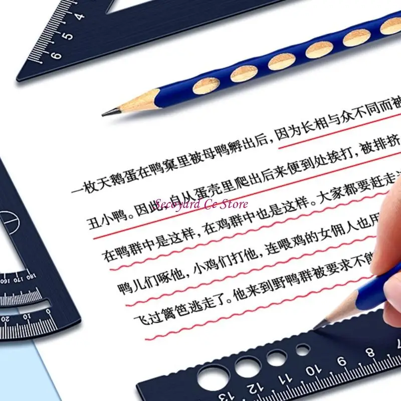 N3UC 4 قطع مجموعة هندسة الرياضيات مجموعة مسطرة منقلة أداة رسم لمكتب المدرسة #3