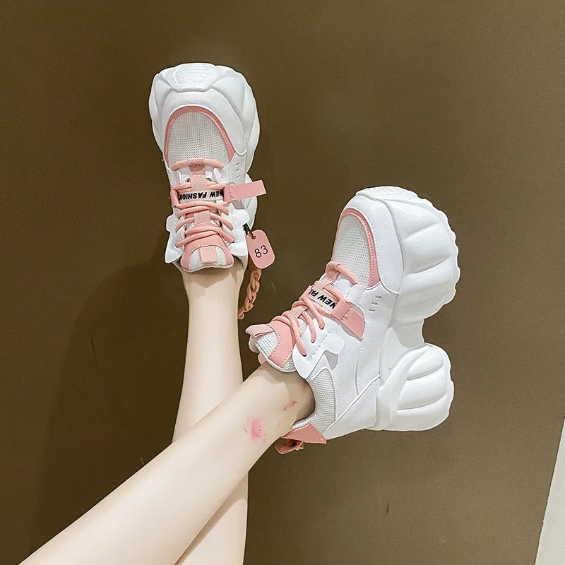 10CM Heels Platform Sneakers Fashion Thick Sole Casual Shoes for Women Breathable Comfort Women's Chunky Sneakers Zapatos Mujer