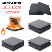 4-12pcs Cup Cushion Reusable Natural Slate Serving Plate Eco-Friendly Square Sturdy Holiday Gifts Decorative Props for Home