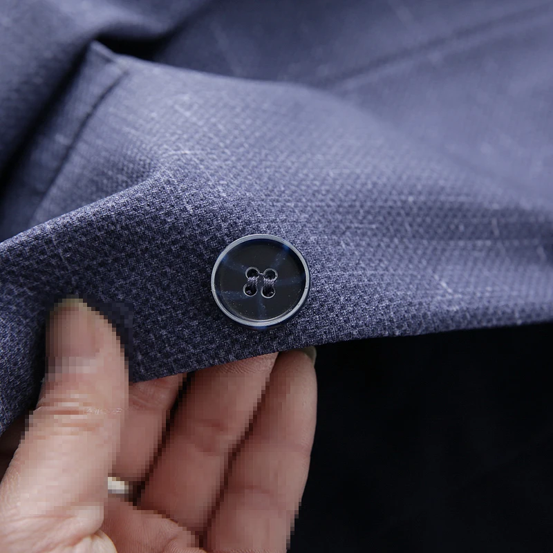 بدلة رجالية كاجوال بقصة ضيقة باللون الأزرق الفاتح من Busin Jaet موسم الربيع قابلة للتناول بصدر واحد وزرين طويلة Sve