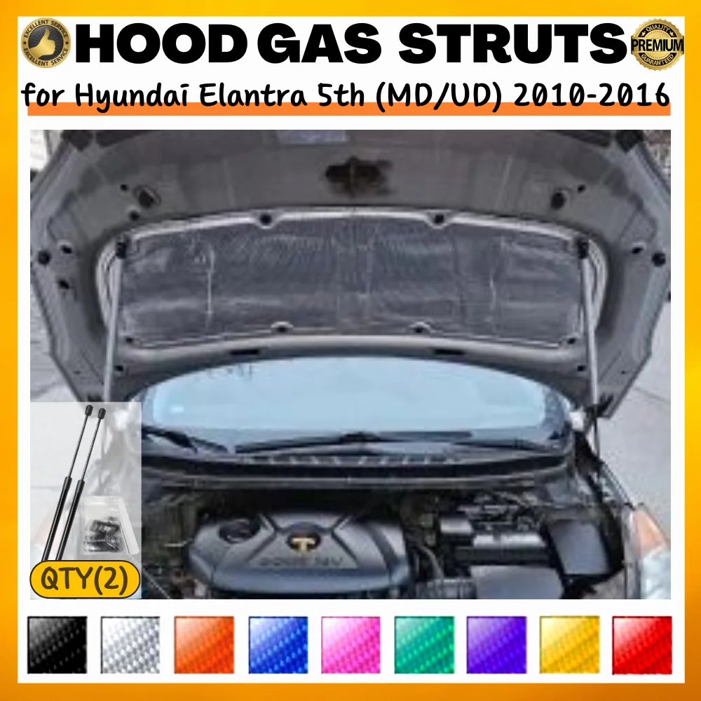 

Qty(2) Hood Struts for Hyundai Elantra 5th (MD/UD) 2010-2016 Front Bonnet Modify Gas Springs Shock Absorber Lift Support Dampers