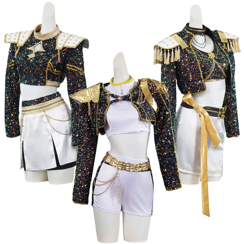 

Kids Girls Kpop Demon Hunters Rumi Zoey Mira Cosplay Fantasy Costume Disguise for Child Roleplay Outfits Halloween Carnival Suit