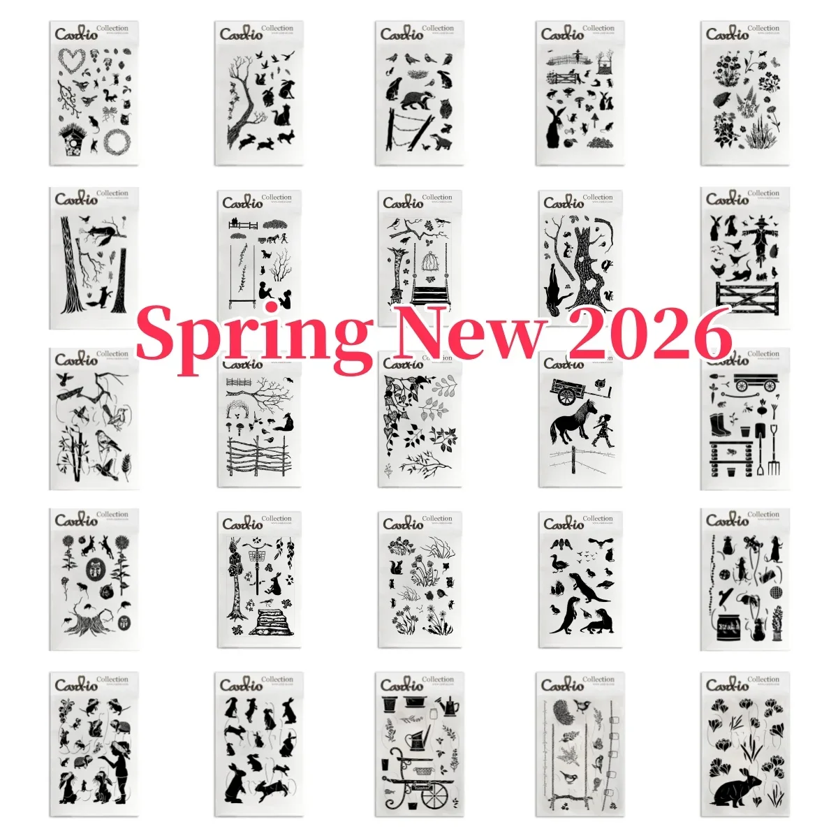 2026 الربيع الأرنب حفلة الحيوانات شجرة الزهور البرية واضح Stamps DIY بها بنفسك قصاصات ورقية بطاقة قالب الحرفية لوازم الديكور #2