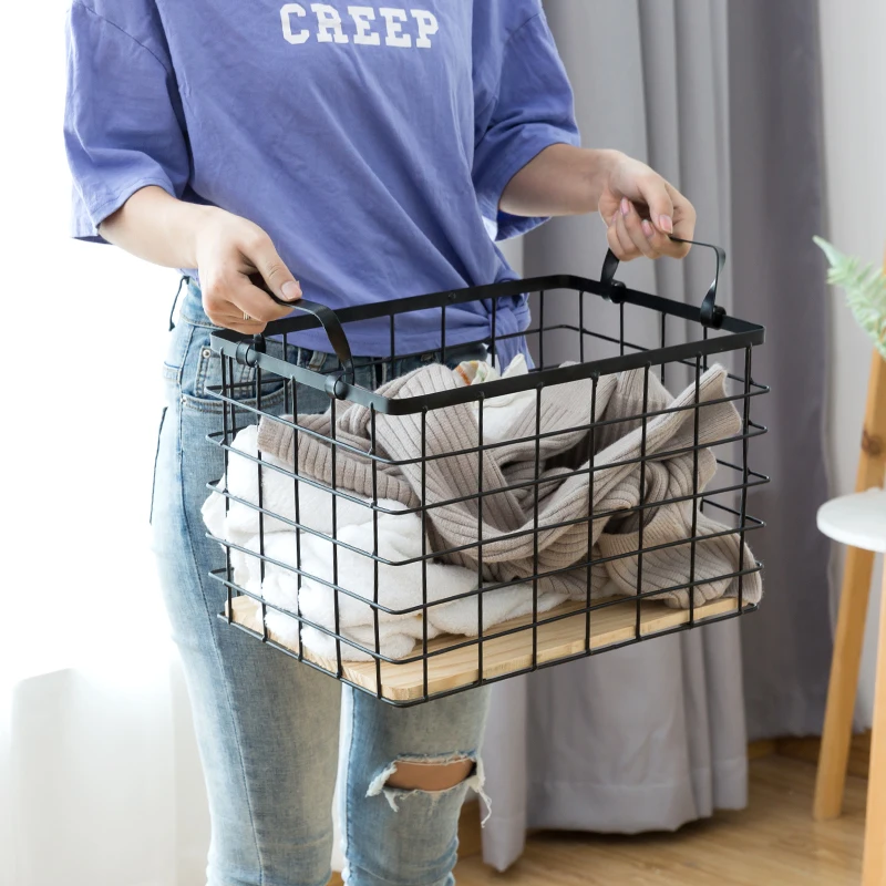 Multi-Size Simple Wrought Iron Storage Basket Books Cosmetics Clothing Fruit Storage Basket Home Storage Basket mx9201501