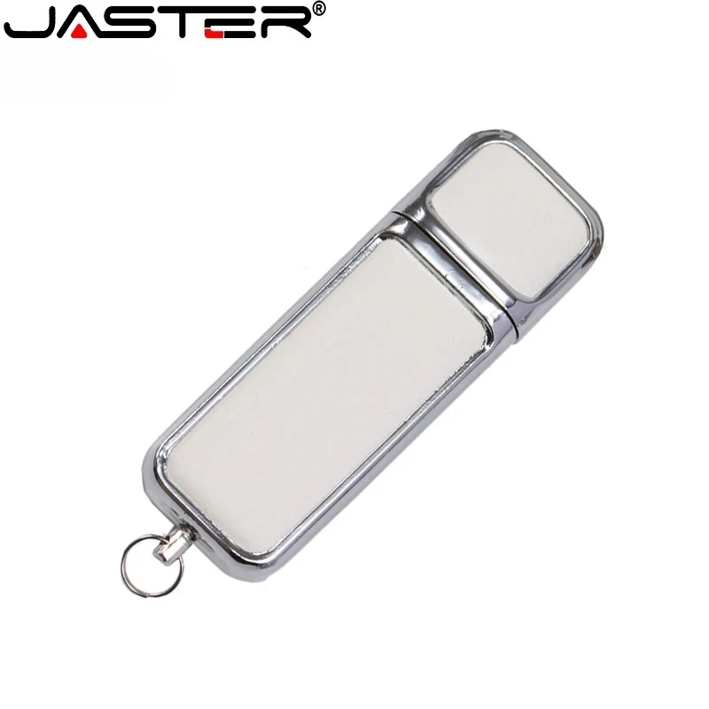 JASTER Free Custom Logo USB 2.0 Flash Drive 128GB Black Leather Memory Stick 16GB 32GB White Red Pen Drive 64GB Wedding Gift 64G
