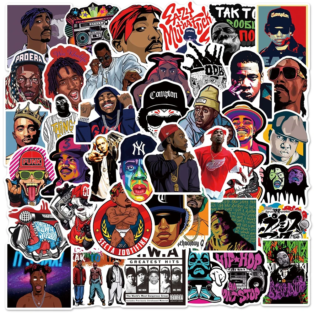 10/30/50 sztuk Hip Hop raper naklejki piosenkarka pop Laptop deskorolka samochód walizka zabawka dla dzieci pcv wodoodporna naklejka fajne naklejki Graffiti
