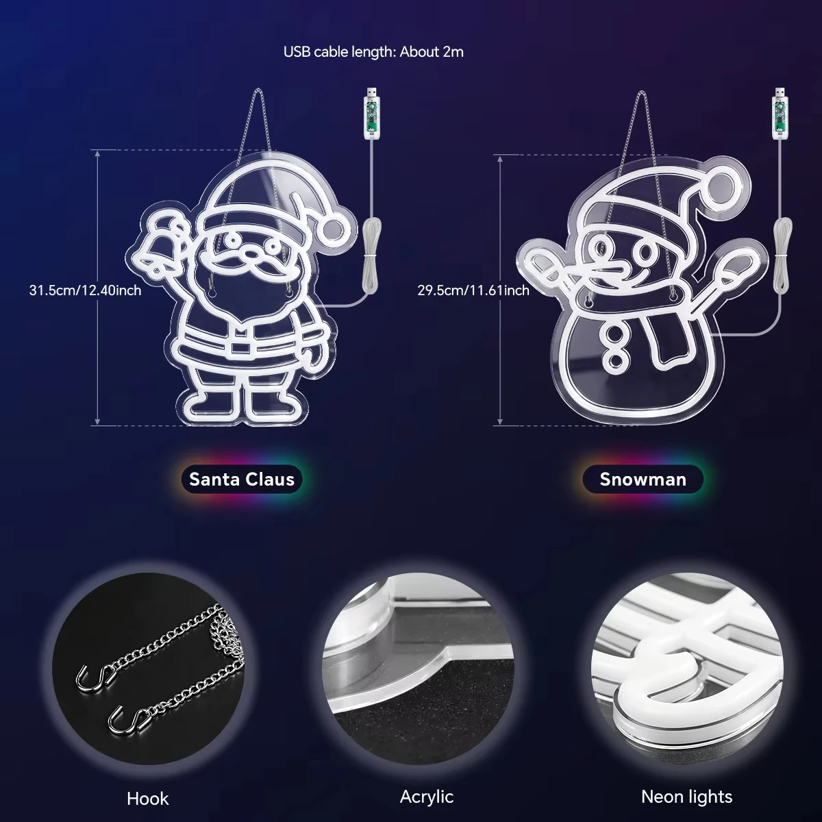 New Christmas-Themed Decorative LED Light Acrylic Painted Suction Cup Hanging Lamp Christmas Night Light