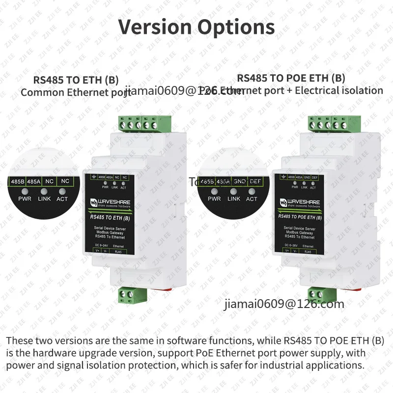 Industrial Serial Server RS485 to RJ45 Ethernet Module TCP/IP Serial Converter DIN Rail Mount Modbus GatewayOptional POE Support