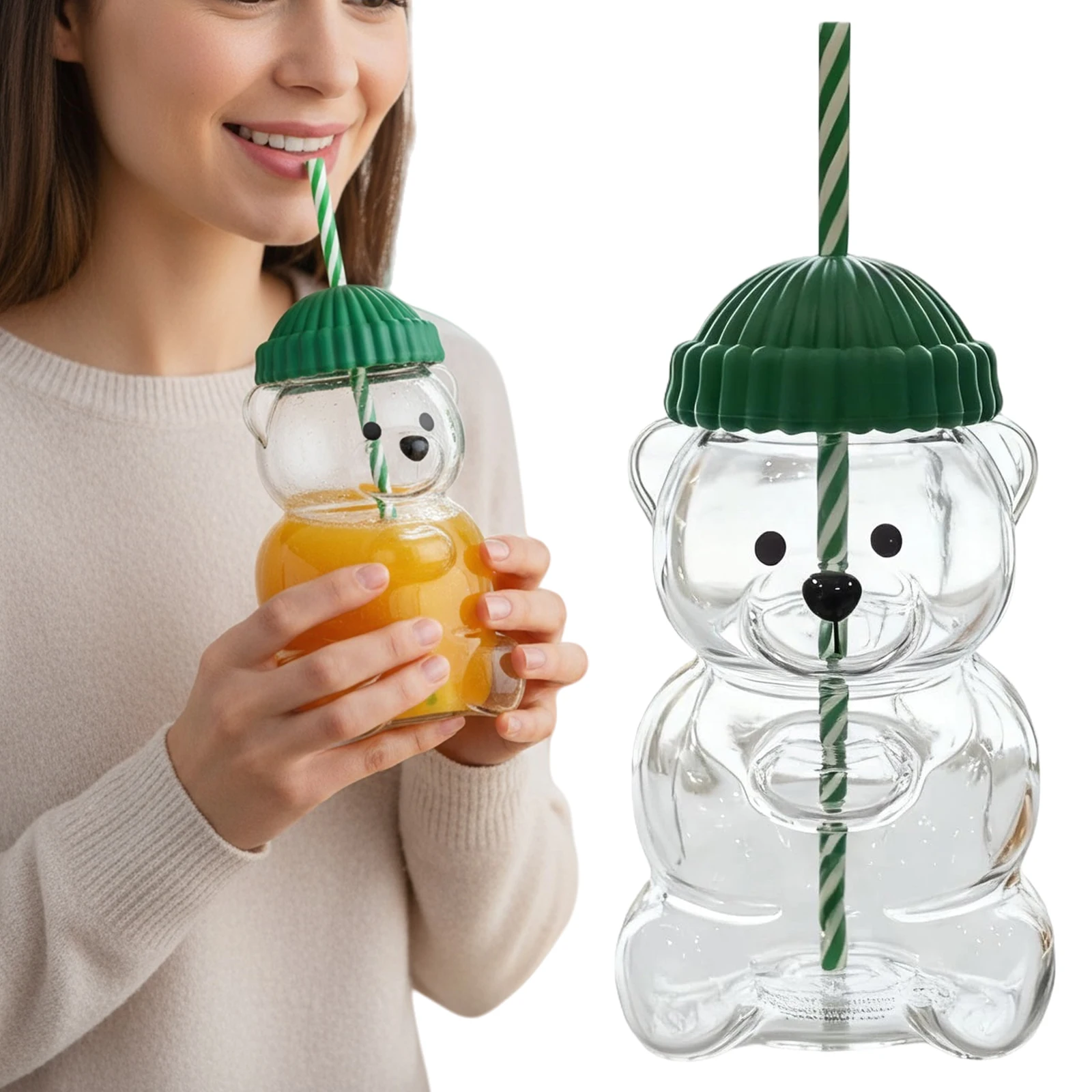 

2025 New 500ML Cute Glass Bear Cup, Coffee Cup, Cute Cartoon Glass Cup, Creative Water Cup, Juice Cup, Suitable For Making Gifts