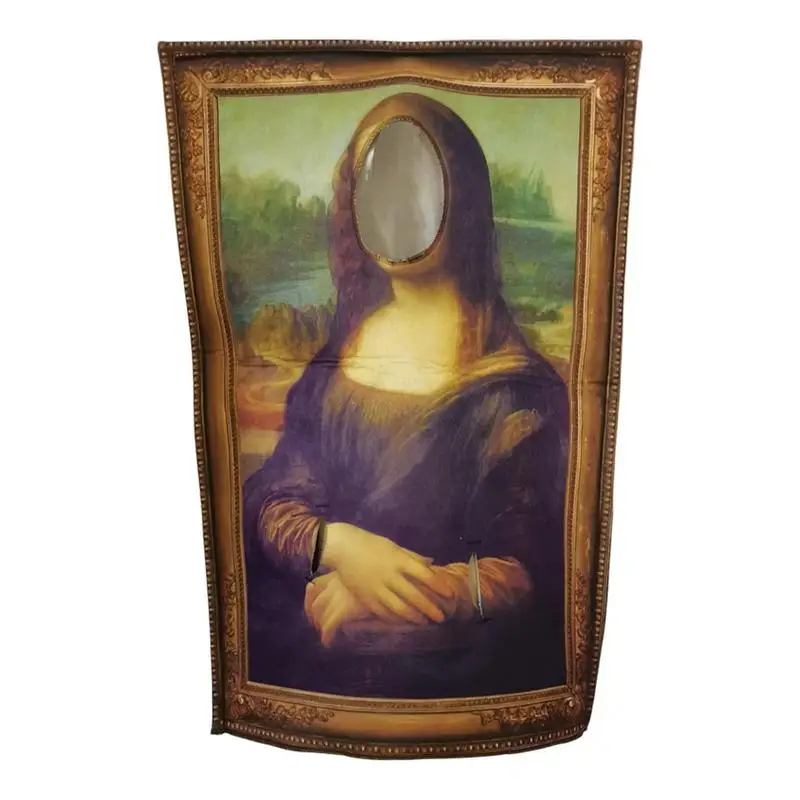 Cosplay Funny Mona Lisa Mural Costumes Props for Adult Unisex Sponge Jumpsuit Halloween Classic Carnival Fancy Dress Up Party