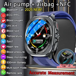 2025 New Sapphire glass Air Pump Airbag Accurate Measure Blood Pressure Smart Watches Men Blood Lipid Fitness Sport SmartWatch