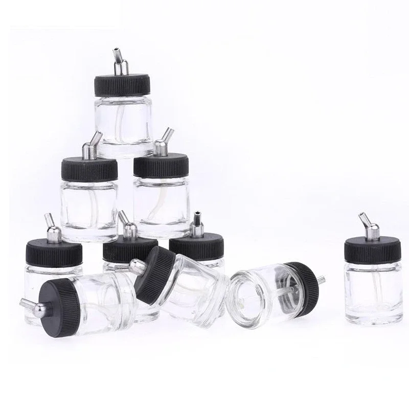 22cc Glass Airbrush Pot Bottle Dual Action Airbrush Painting Bottle Container Spray Gun Paint Jar Professional Ink Cup 1pcs