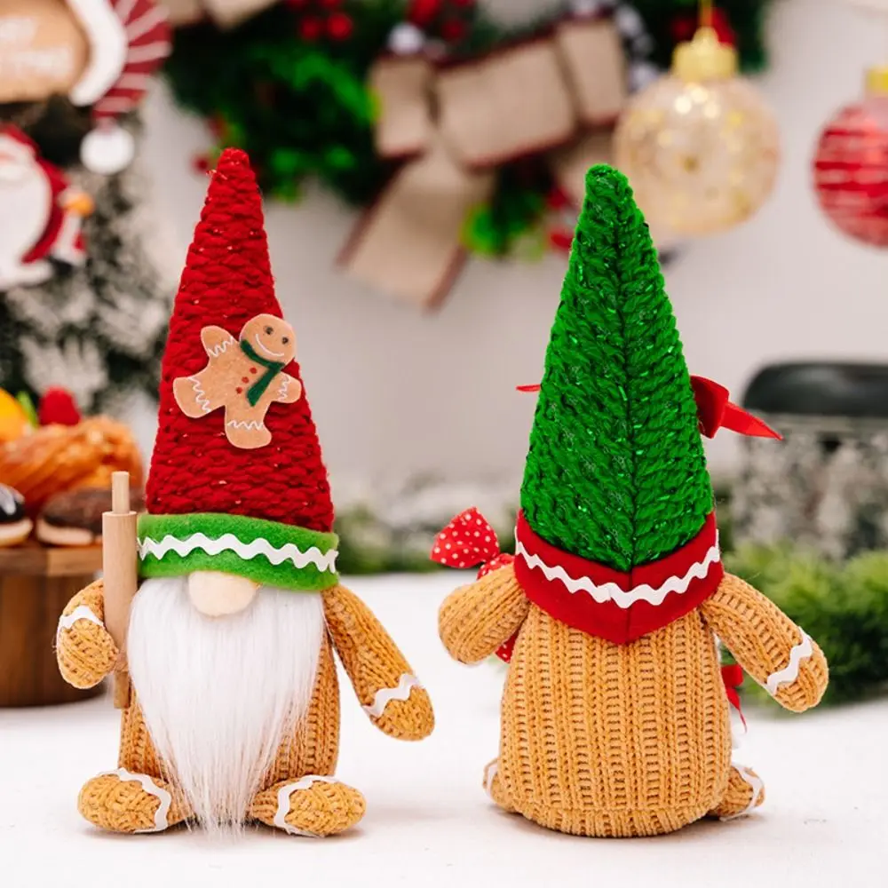 Long Hair/Long Beard Christmas Elf Dwarfs Dolls Rolling Pin Candy Gingerbread Dwarf Dolls Soft Cartoon Winter Gnomes Decorations