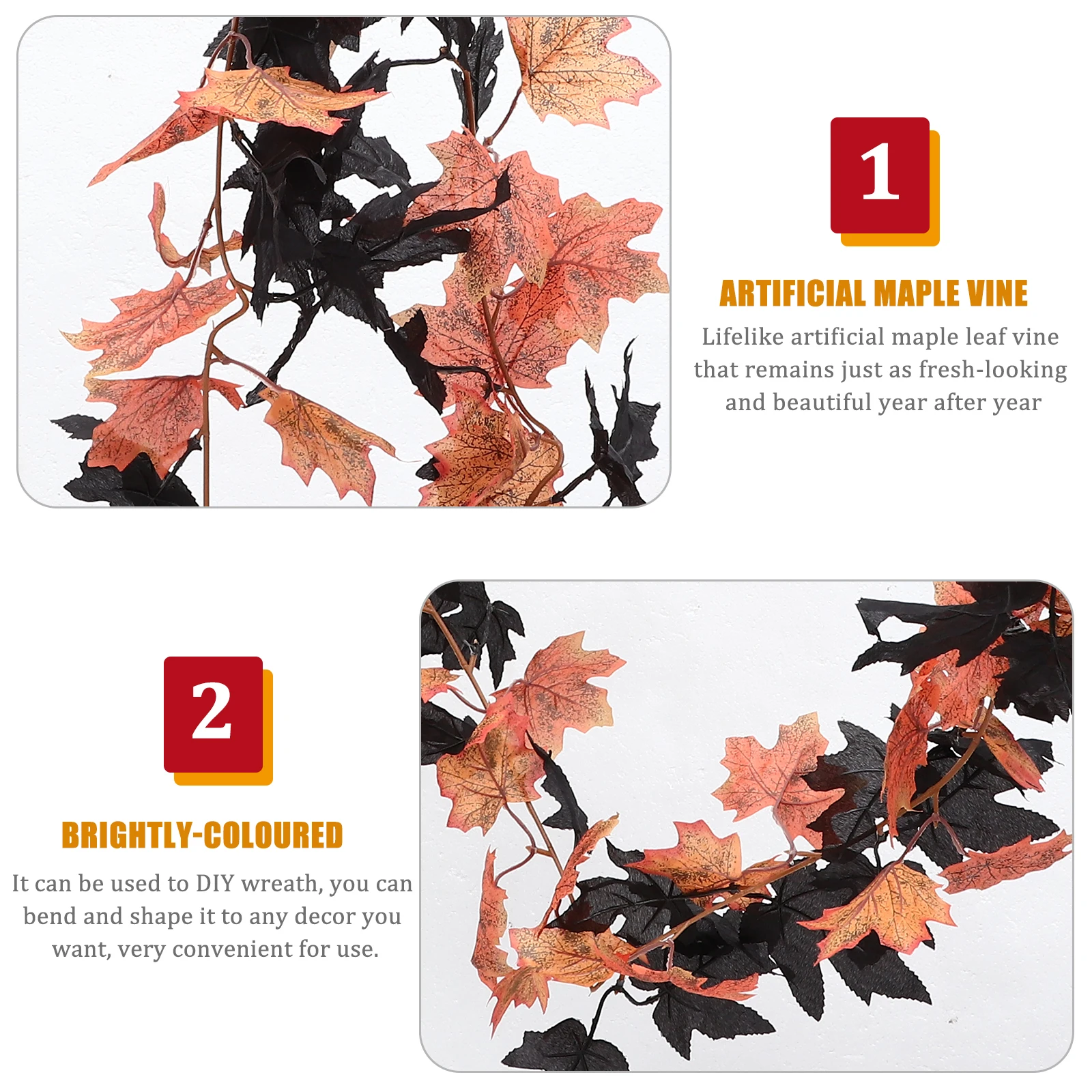

Artificial Maple Leaf Vine 180cm Halloween Home Decor Fake Vines Party DIY Wreath Supplies Bright Color Lifelike Plastic