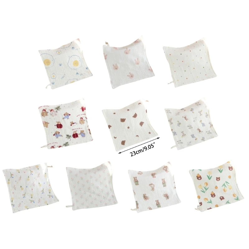 Printed Baby Washcloth Muslin Square Hand Towel Newborn Face Towel Reusable Bib