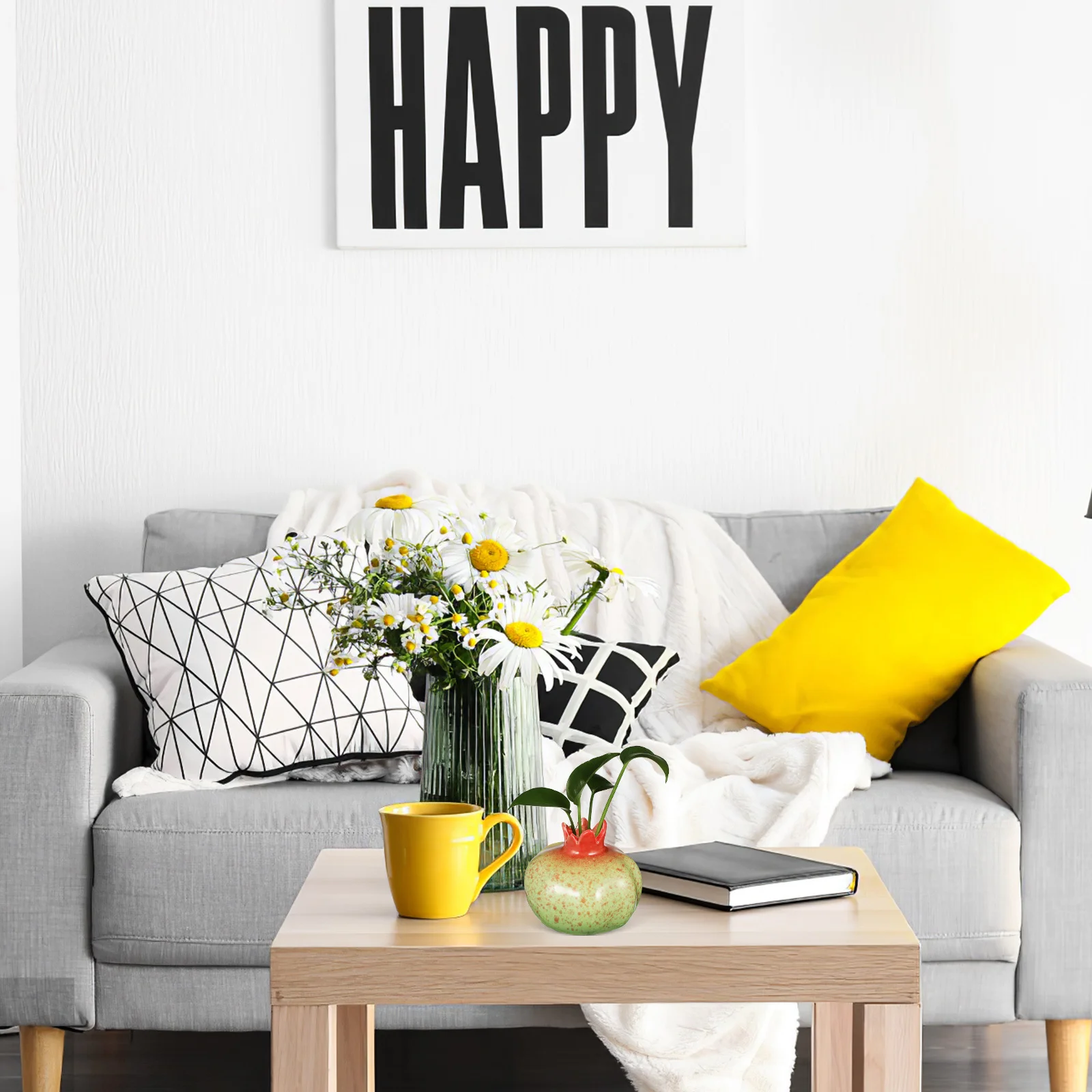 

Small Ceramic Pomegranate Vase Fruit Shaped Bud Vase Decorative Hydroponic Plant Container for Home Tabletop Display