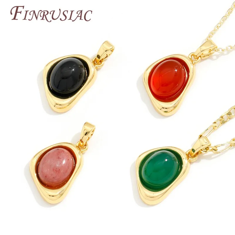 18K Real Gold Plated 4 Colors Natural Stone Charms For Jewelry Making,Pendants For Necklace Accessories DIY Findings