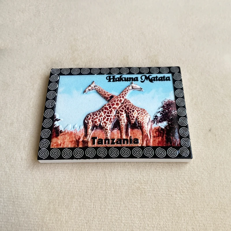 Tanzania Travel Souvenirs Home Decor Items Collection Arts and Crafts Gifts Giraffe 3D stereo refrigerator magnet