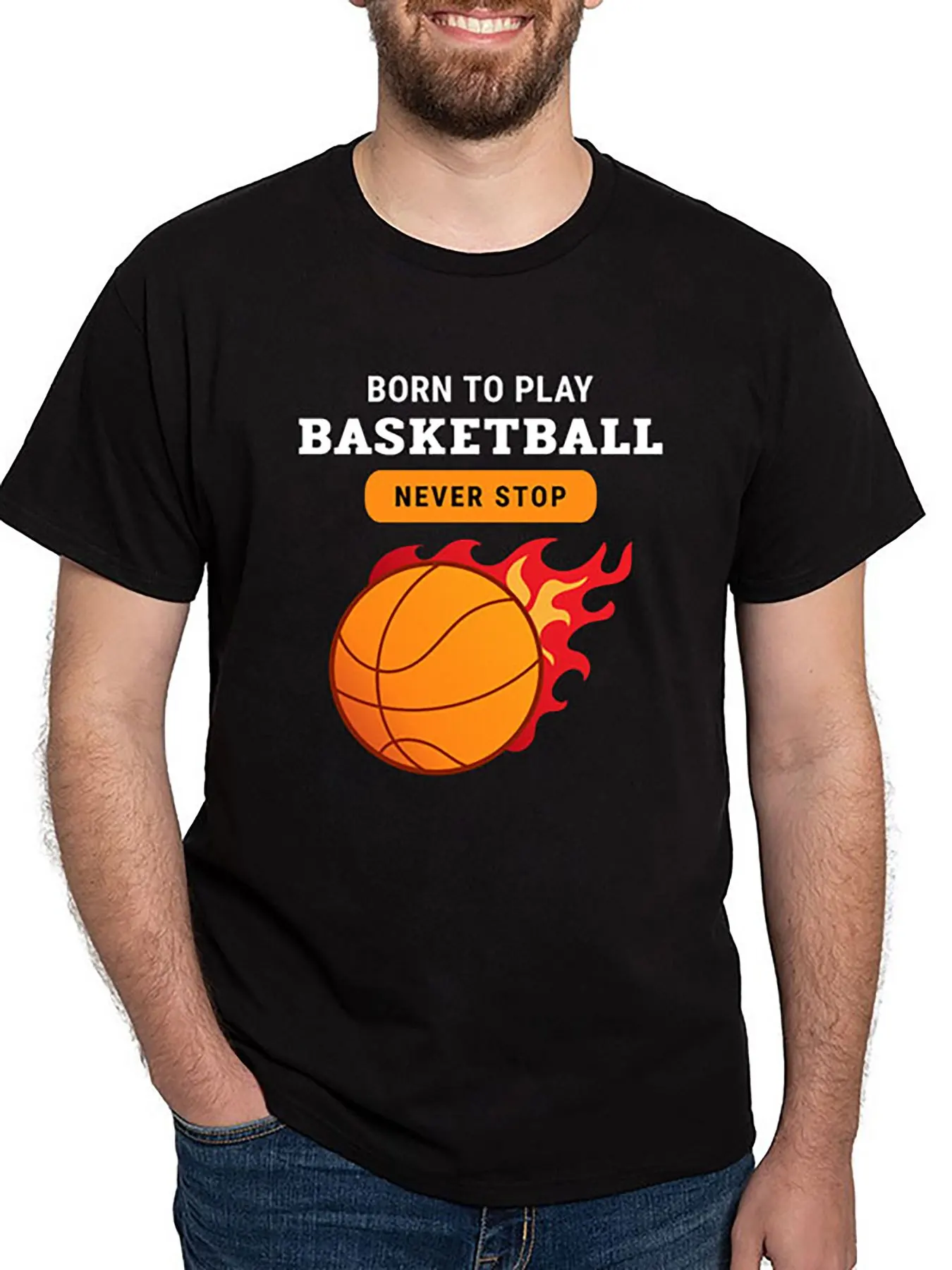 1BORN TO PLAY BASKETBALL! 162671 funny Men’s Short Sleeve Graphic T-shirt Collection black